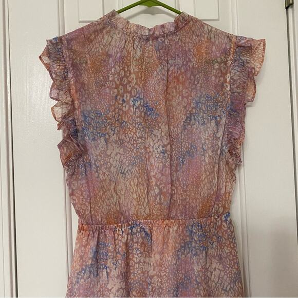 BB DAKOTA • Steve Madden Dreaming Of Waves Ruffle Colorful Leopard Print Dress - Picture 6 of 7